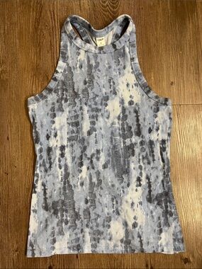 Old Navy Blue and Gray Tie-Dye Ribbed Racerback Tank